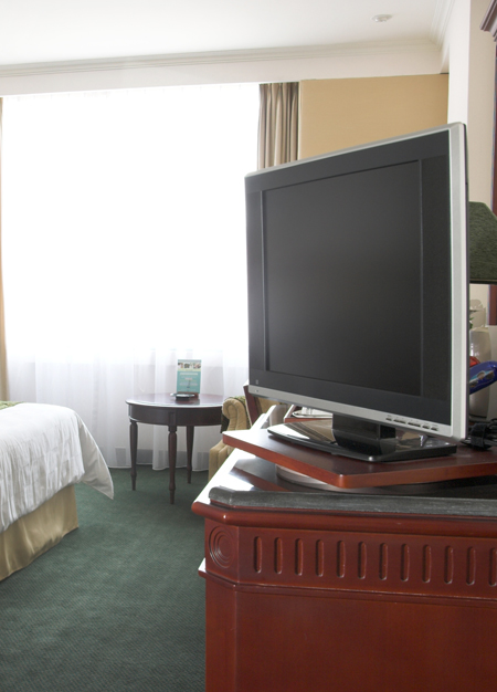 A hotel TV